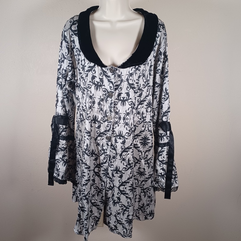 Funhouse Hot Topic Y2K Steampunk Whimsigoth Damask Lace Angel Sleeve‎ Corset Top
